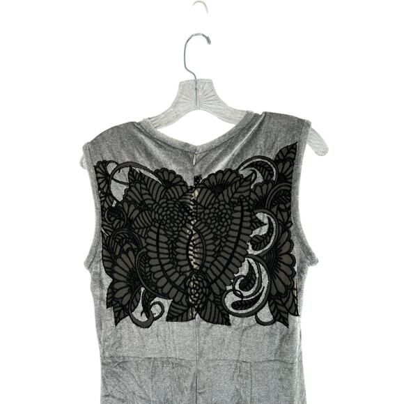 Yigal Azroul Gray Black Dressy Emo Goth Vamp Velvet Sleeveless Dress Size 10 - Picture 9 of 13